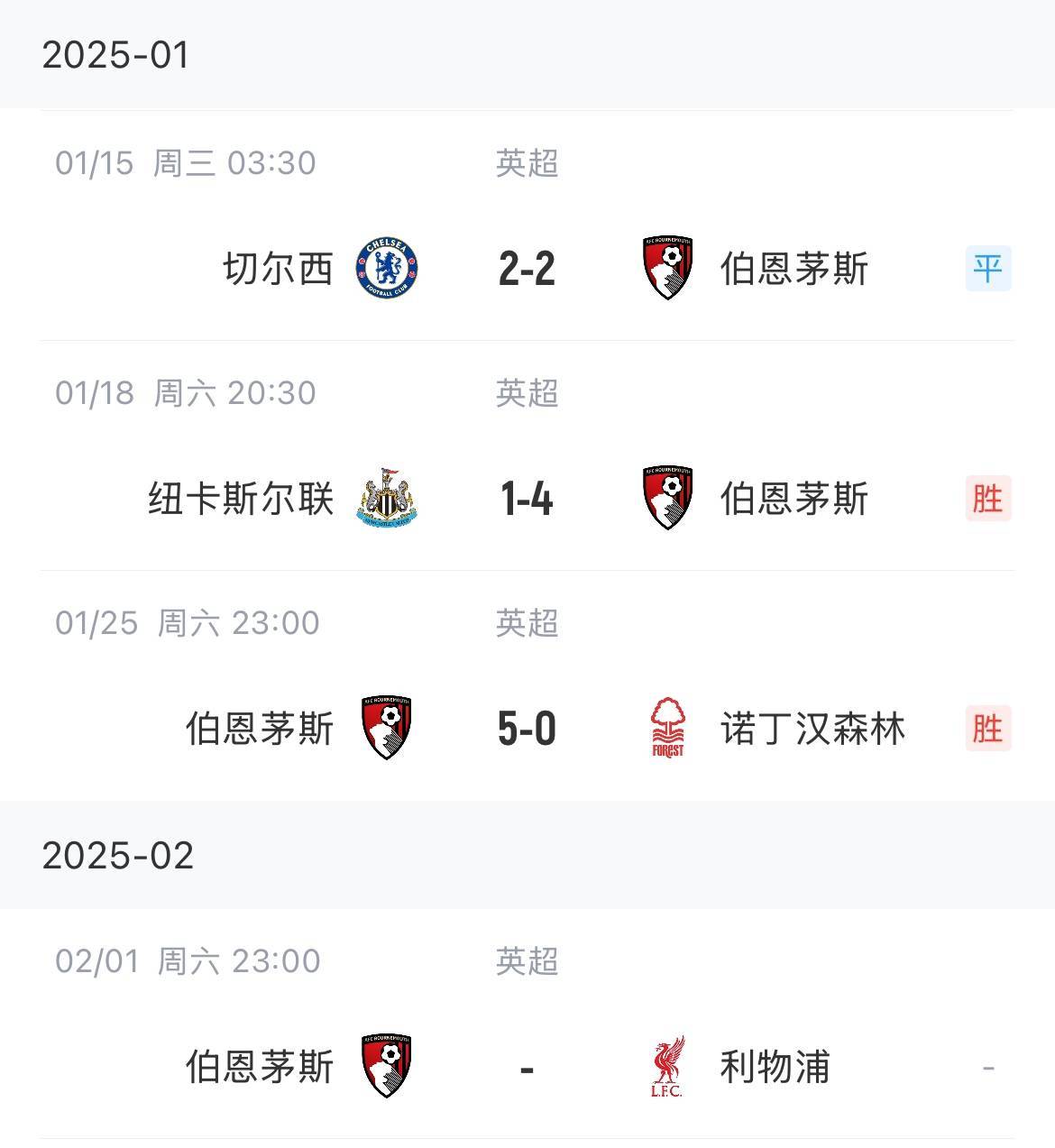 关于伯恩茅斯主场力克切尔西，提前结束对手四连胜的信息
